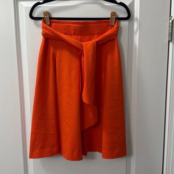 Ann Taylor - Petite 0P Rich Mango Belted Full Midi Skirt - Picture 4 of 4